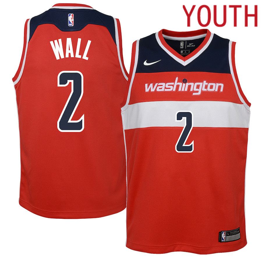 Youth Washington Wizards 2 John Wall Nike Red Swingman NBA Jersey